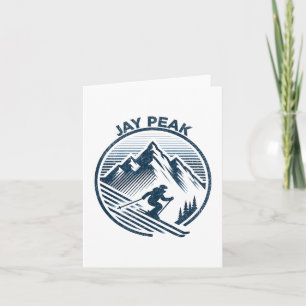 Cartão Retro Jay Peak Vermont Esquiando Esquiador Azul Vi