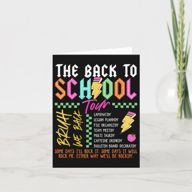Cartão Retro Lightning Bolt Abcd De Volta À Escola Tour T (Frente)