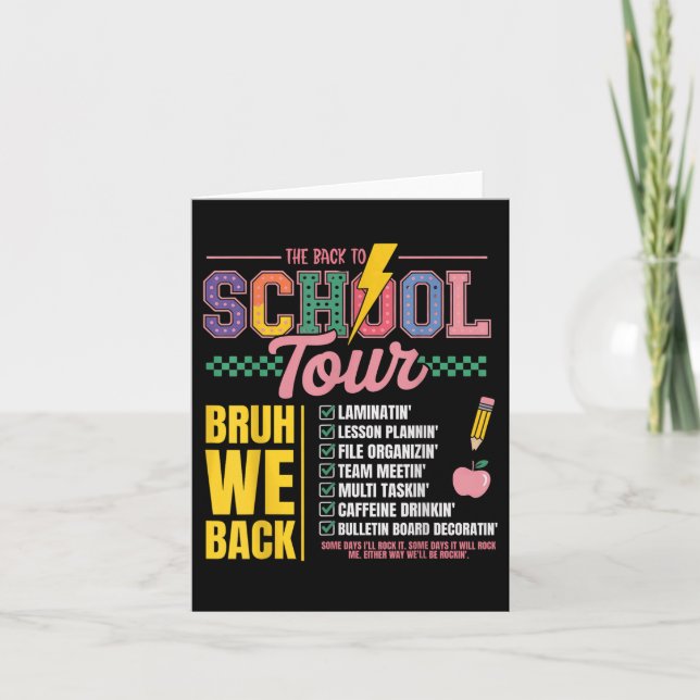 Cartão Retro Lightning Bolt Abcd De Volta À Escola Tour T (Frente)