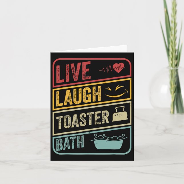 Cartão Retro Live Laugh Toaster Bath Skeleton Funny Hallo (Frente)