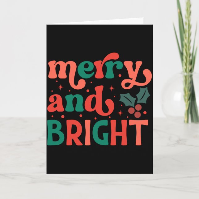 Cartão Retro Merry Bright Christmas Baby  (Frente)