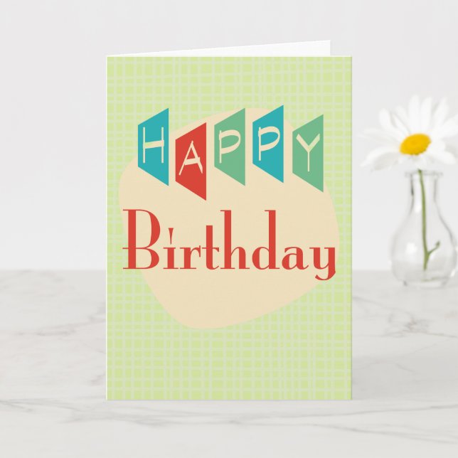 Cartão Retro Mid-Century Mod Birthday Card (Planta pequena)