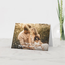 Cartão Retro Moderno tem uma foto mágica de ano novo