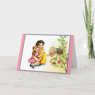 Cartão Retro Mother and Daughter Note Card