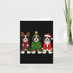 Cartão Retro Natal Bernedoodle Papai Noel Rena Cão Amor