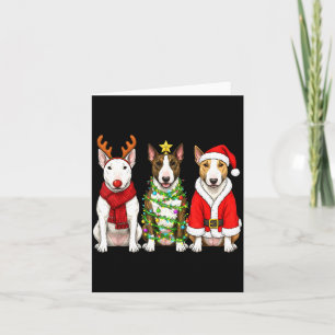 Cartão Retro Natal Bull Terrier Papai Noel Rena Cão Lo