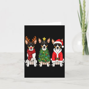 Cartão Retro Natal Rato Terrier Papai Noel Rena Cão Amor