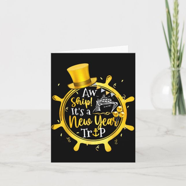 Cartão Retro New Year Trip Cruise Matching Family Vacatio (Frente)