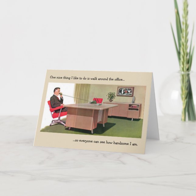 Cartão Retro Office - O Chefe Delusional, (Frente)