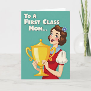 Cartão Retro para Mãe de Primeira Classe