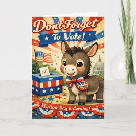 Cartão Retro Patriotic Donkey Vote Reminder