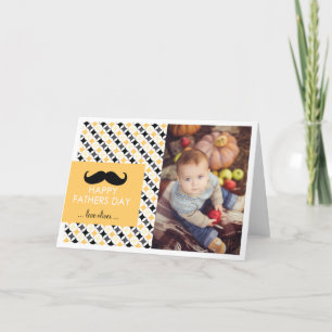 Cartão Retro Pattern   Mustache Father's Day Card