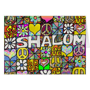 Cartão Retro Psicodélico Shalom LOVE dos anos 60
