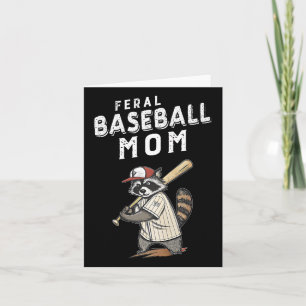 Cartão Retro Raccoon Feral Baseball Mãe Trash Panda Espor
