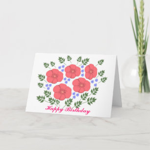 Cartão Retro Seventies floral Birthday Card Add Name