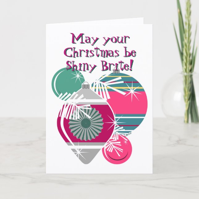 Cartão Retro Shiny Ornaments Natal (Frente)