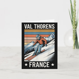 Cartão Retro Skiing Val Thorens França, estância francesa