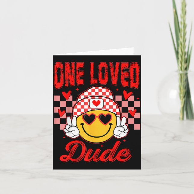 Cartão Retro Smile Face One Loved Dude Valentines Day Men (Frente)
