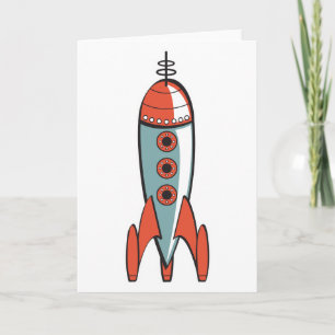 Cartão retro space rocket