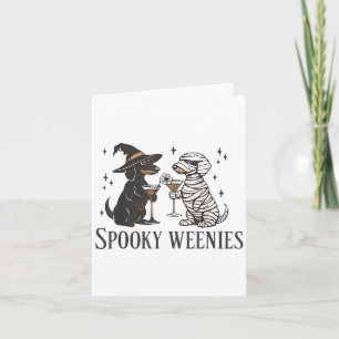 Cartão Retro Spooky Weenies Halloween Dachshund Spooky Se