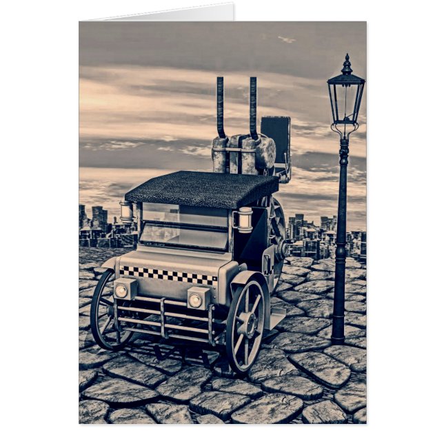 Cartão Retro Steam Cab-Taxi (Frente)