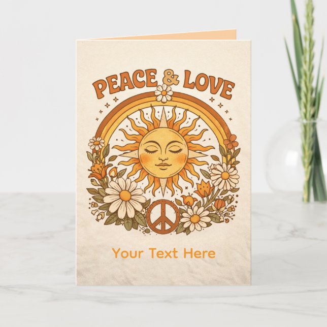 Cartão Retro Sun Peace and Love Art Card (Frente)