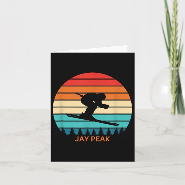 Cartão Retro Sunset Jay Peak Vermont Skiier (Frente)