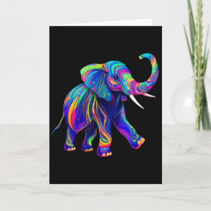 Cartão Retro Synthwave anos 80 90 Elefante Tromba Acima C