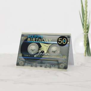 Cartão Retro T5 Audiotape 50.o aniversário do nome reto-v