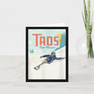 Cartão Retro Taos Vale da Neve Novo México Esqui Snowboar