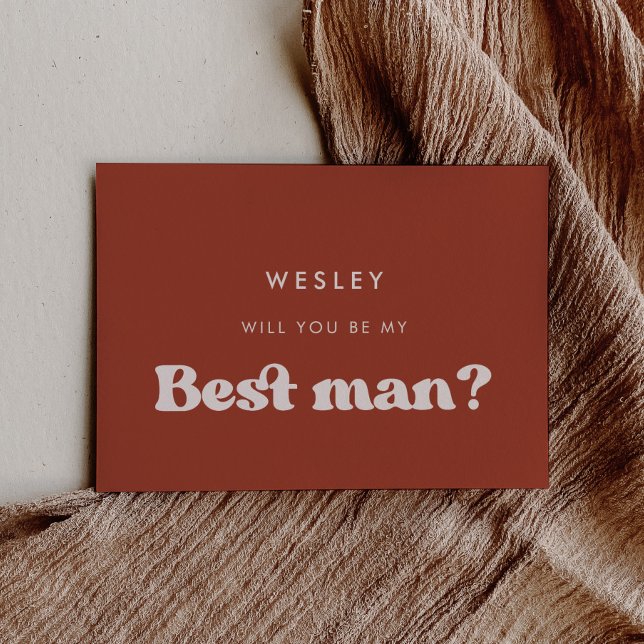 Cartão retro terracota Será meu padrinho (Criador carregado)