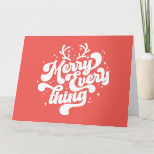 Cartão Retro Vermelho Branco Alegre tudo Feliz Natal