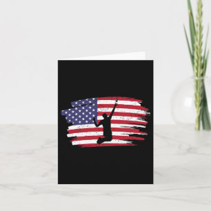 Cartão Retro Vintage American Flag Badminton 4 De Julho
