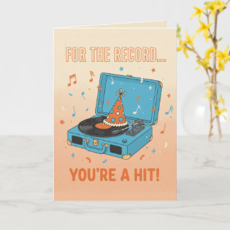 Cartão Retro Vinyl "For The Record" Musical Birthday Card
