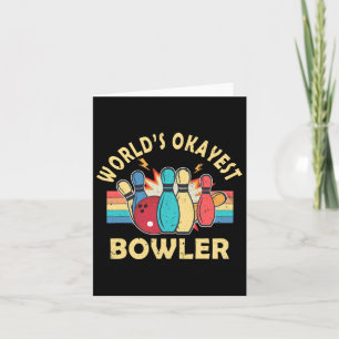 Cartão Retro World's Okayest Bowler Men Women Boliche Lov