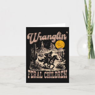 Cartão Retro Wranglin Feral Children Raccoon 90s Ocidenta