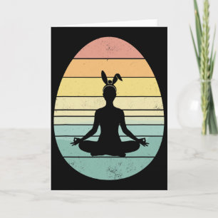 Cartão Retro Yoga Ovo de Páscoa Dia de Páscoa Meditação F