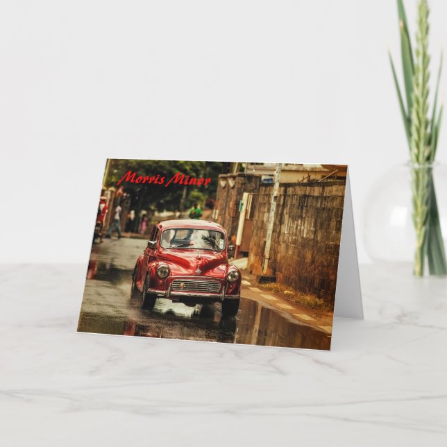 Cartão RetroMobile vermelho. Menor de Morris (Frente)