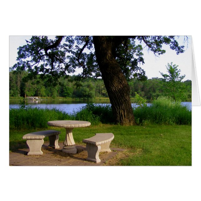 Cartão Reunião de almoço de verão na mesa de piquenique p (Frente Horizontal)