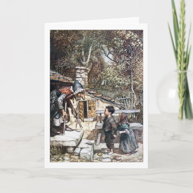 Cartão Reunião de Hansel & de Grethel a bruxa (Frente)