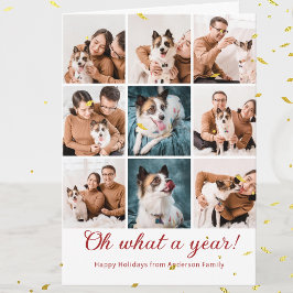 Cartão Revisão de Natal do Ano Colagem de Fotos da Famíli