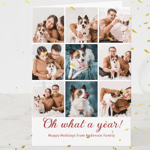Cartão Revisão de Natal do Ano Colagem de Fotos da Famíli