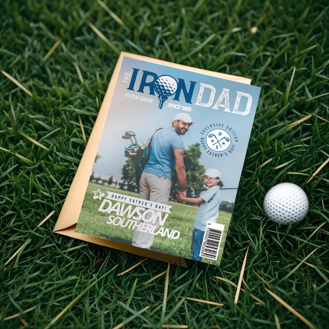 Cartão Revista de Fotografias do Lover de golfe do Pai di (Fun Father's Day Dad golf Lover Photo Magazine Card)