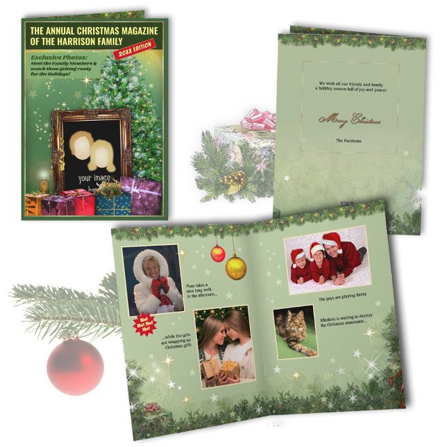 Cartão Revista de fotos de feriado da sua 🎄 da família (Criador carregado)