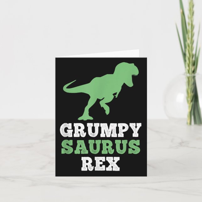 Cartão Rex Dino Dinossaur Funny Grumpysaurus (Frente)
