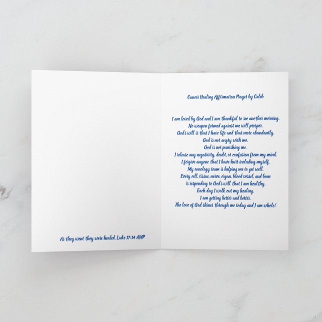 Cartão Rezação de Afirmação de Reparação de Reparo de can (Interior)