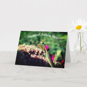 Cartão Rezando Mantis Natureza Personalizada Aniversário 