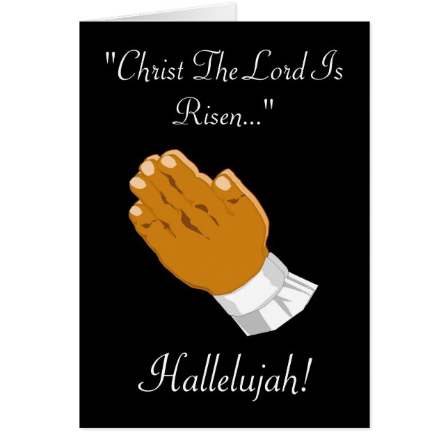 Cartão Rezando Mãos Cristo Filho O Senhor Está Risado (Frente)