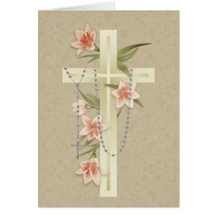 Cartão Rezando por você católico católico sagrado Rosário