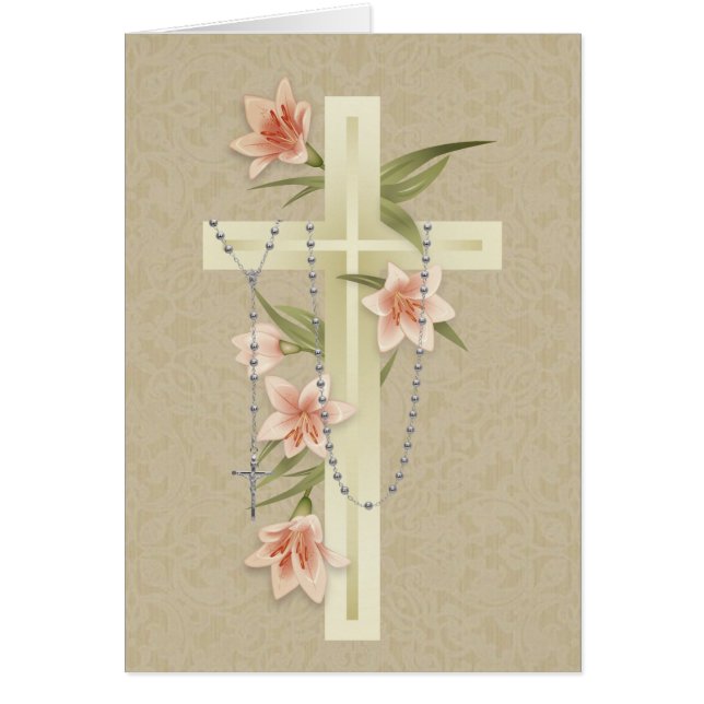 Cartão Rezando por você católico católico sagrado Rosário (Frente)